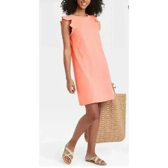 Universal Thread Dresses & Skirts - Universal Thread Pink Orange Ruffle Sleeve Knee Length Dress M